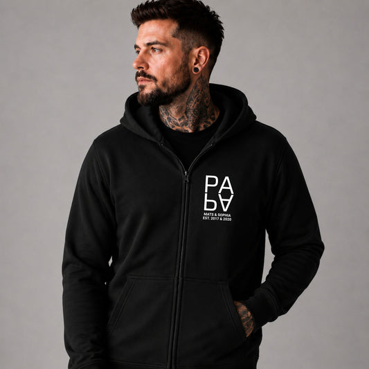 Papa Sweatjacke mit Reißverschluss - Personalisiert mit Kindername & Geburtsjahr - Ansicht 1