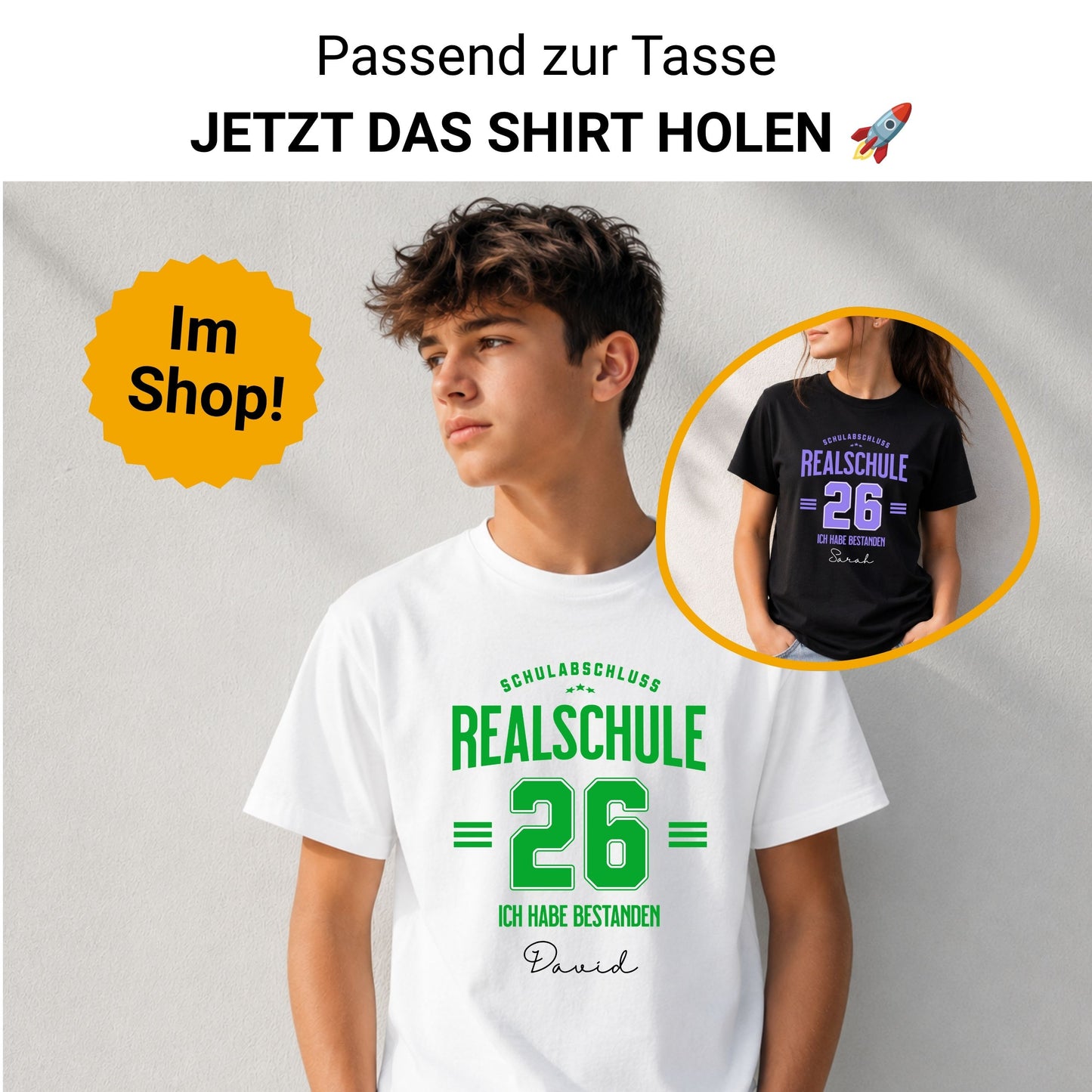Realschulabschluss Tasse 2026 personalisiert mit Name - Geschenk Mittlere Reife