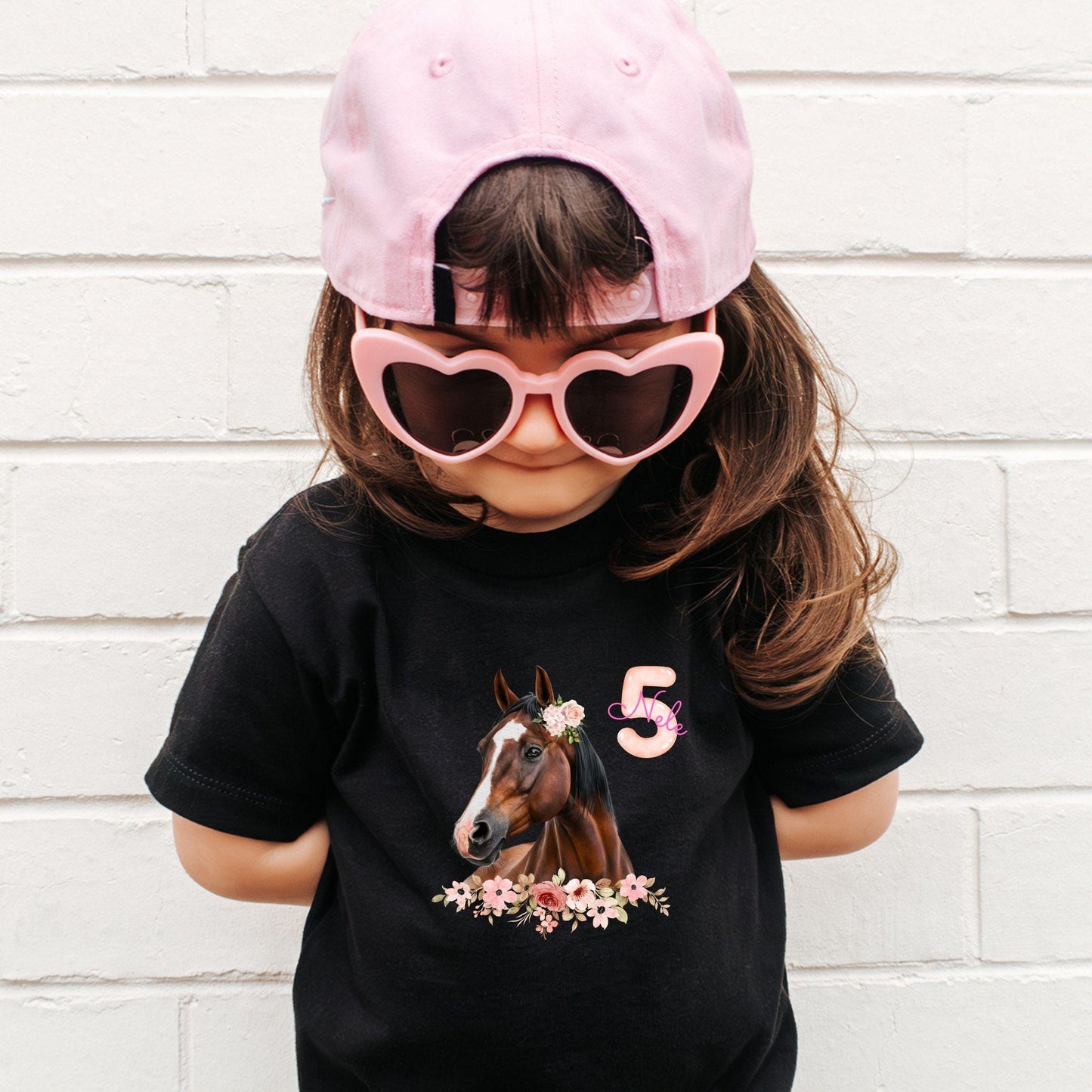 Pferde T-Shirt – personalisiert mit Name & Zahl - Geschenk Pferd Geburtstag
