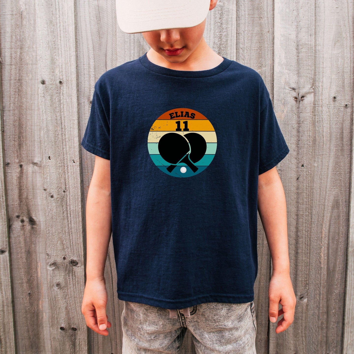 Tischtennis Geburtstagsshirt für Jungen – personalisiert mit Name & Zahl - auch für Erwachsene