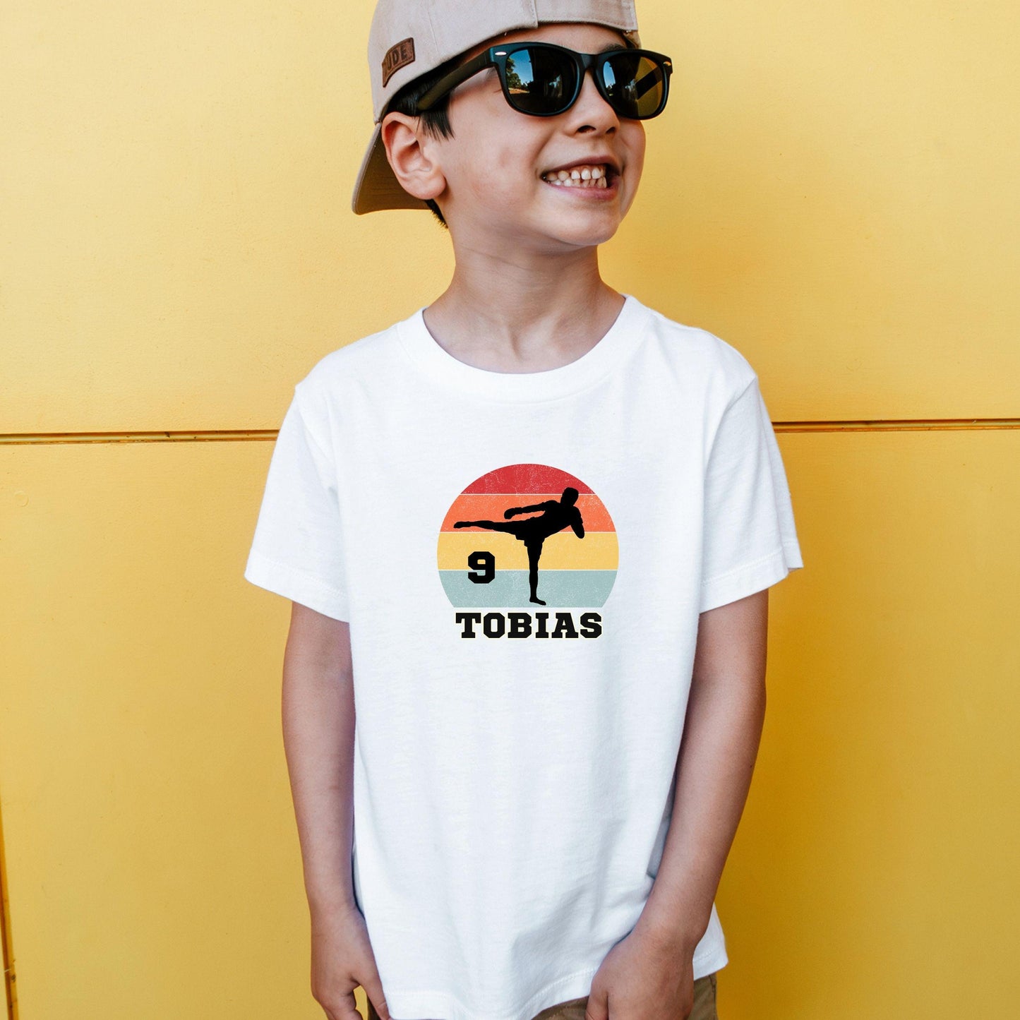 Karate Judo Shirt für Kinder - personalisiert mit Name & Zahl - auch für Erwachsene