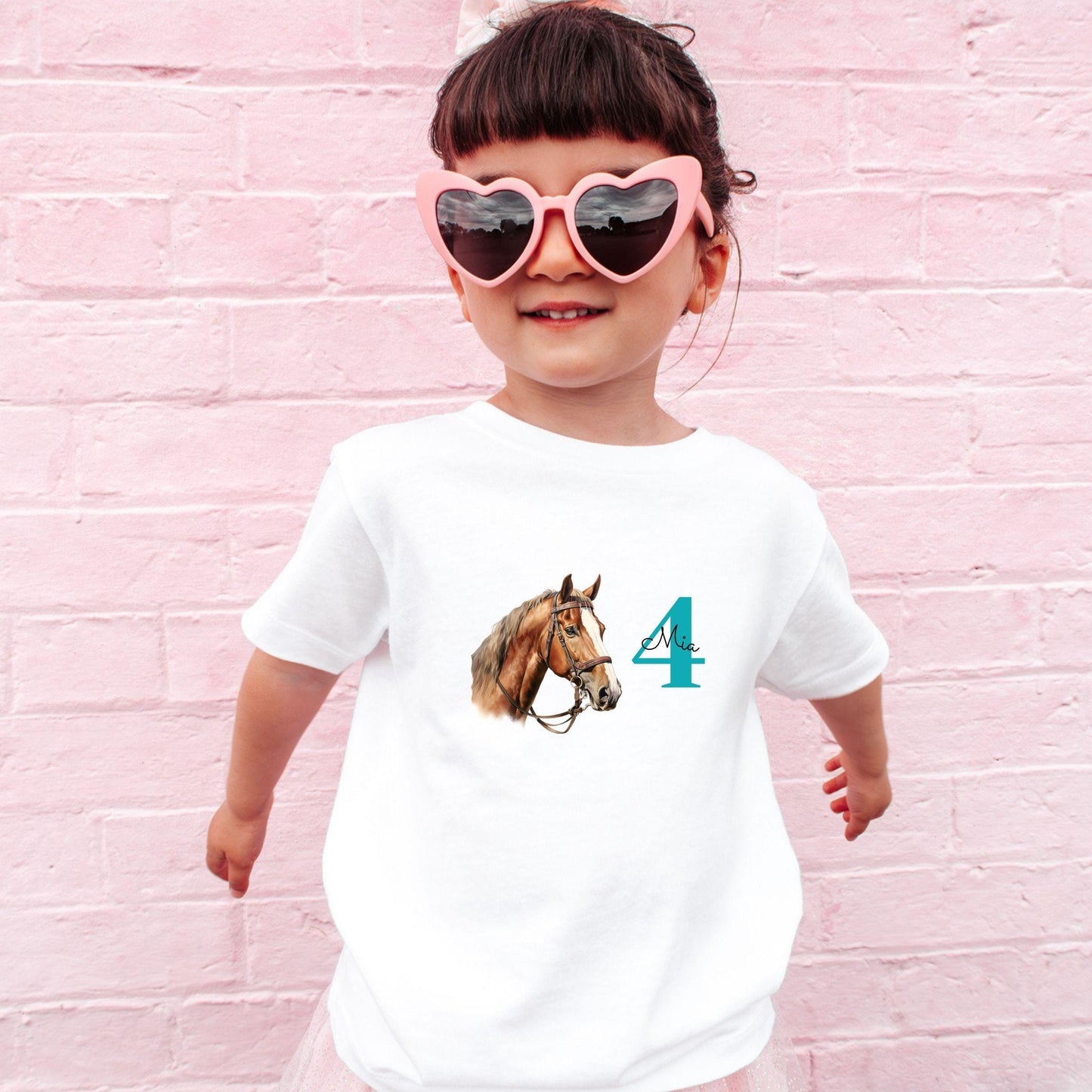 Pferde Geburtstagsshirt für Kinder personalisiert mit Name & Zahl