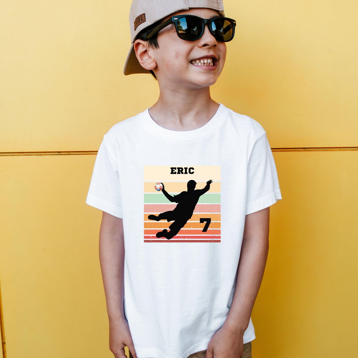 Handball Geburtstag Shirt für Kinder - personalisiert mit Name & Zahl - Handballspieler Geburtstagsshirt - auch für Erwachsene