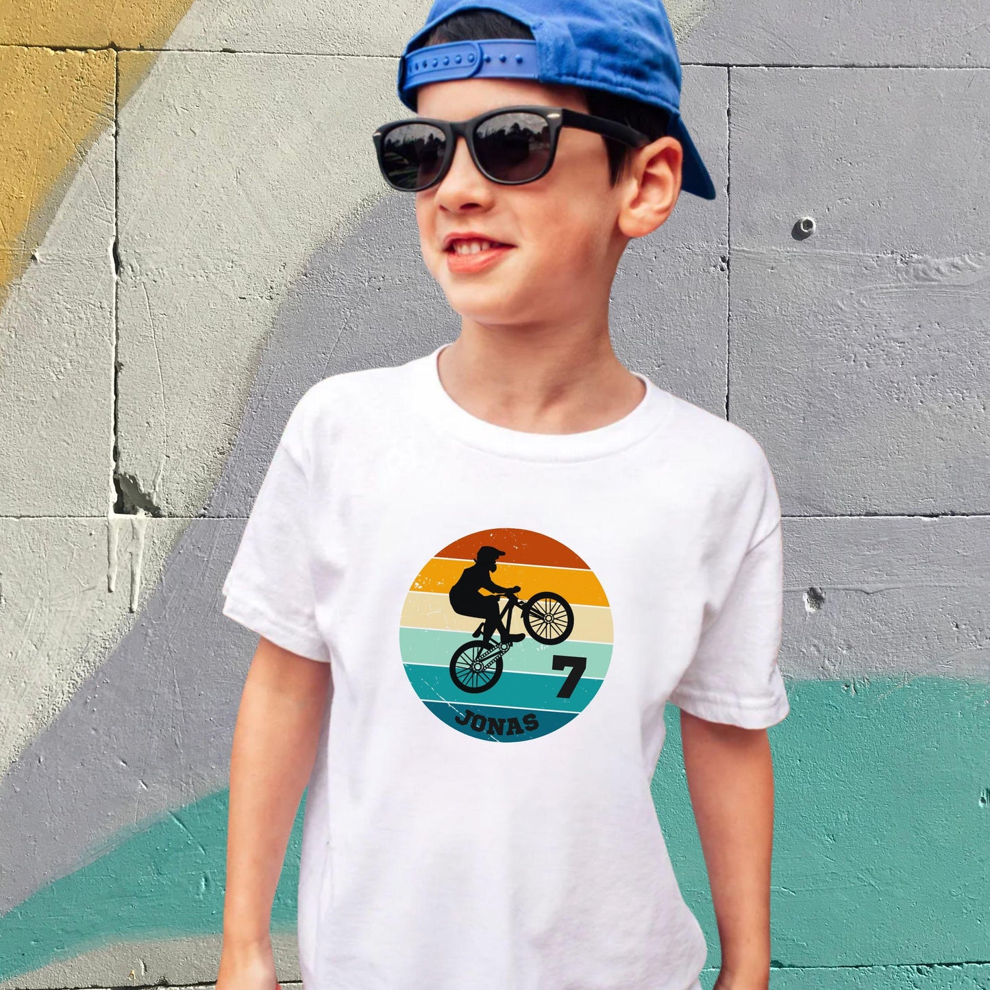 Mountainbike MTB Geburtstagsshirt Kinder – personalisiert mit Name & Zahl - auch für Erwachsene