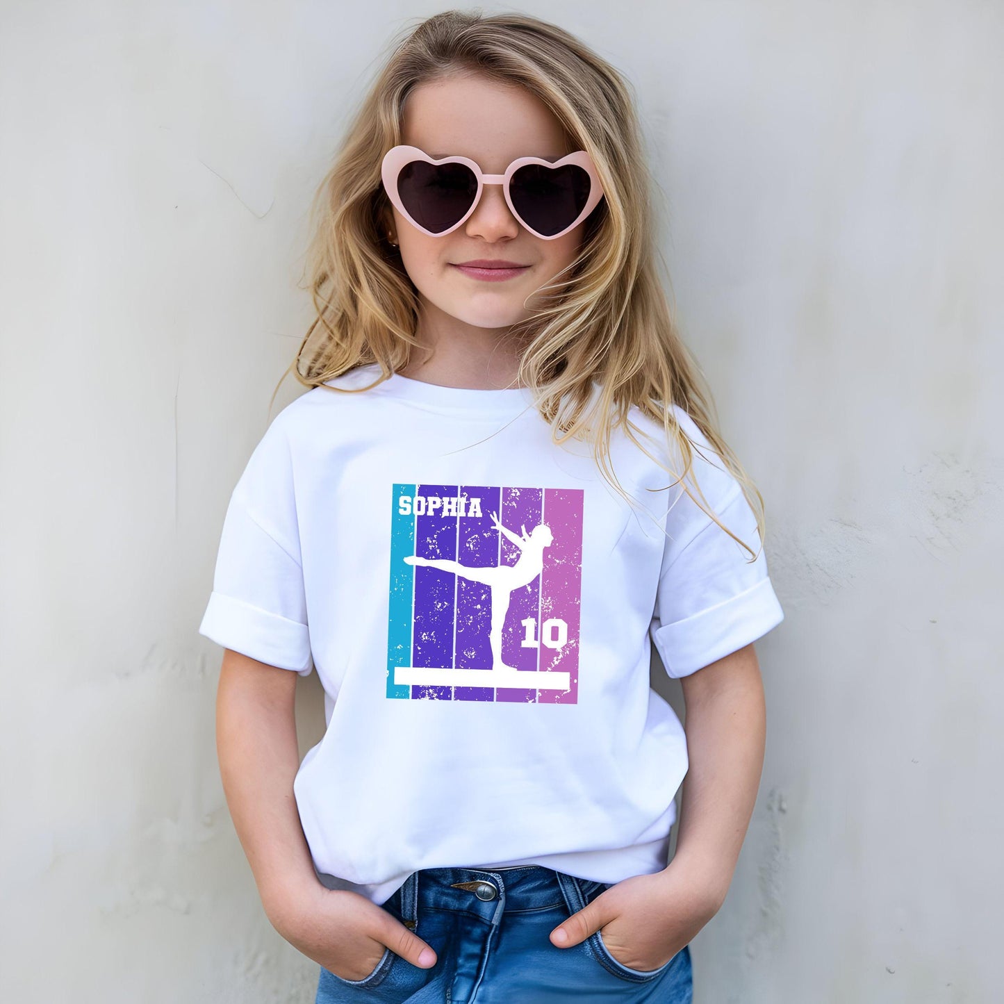 Kinder Turnen Shirt - personalisiert mit Name & Zahl - auch für Erwachsene