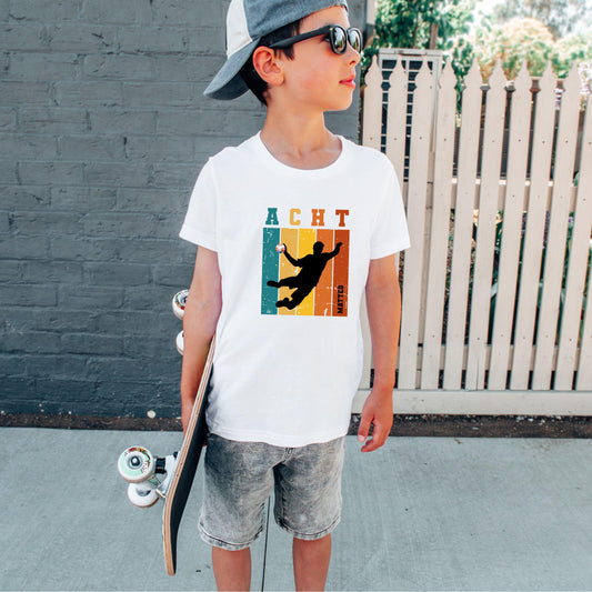 Handball Geburtstagsshirt Retro-Stil für Kinder - personalisiert mit Name & Zahl - Handballer Shirt - Ansicht 2