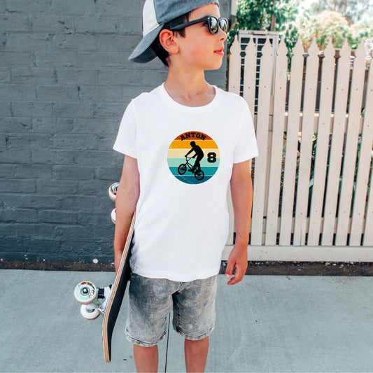 BMX Biker Geburtstagsshirt Kinder – personalisiert mit Name & Zahl - auch für Erwachsene - Ansicht 2