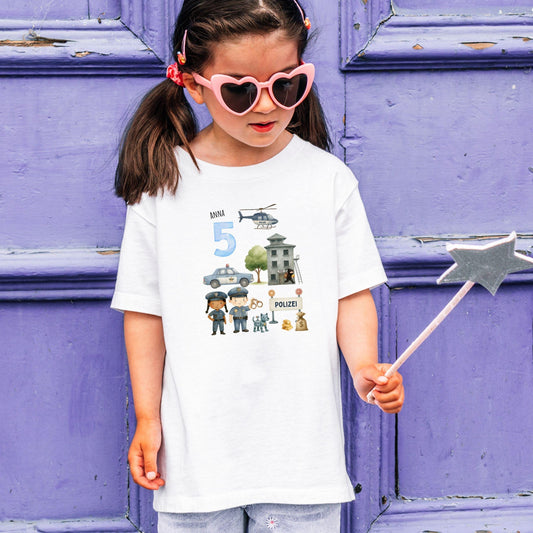 Polizei Geburtstagsshirt Kinder personalisiert mit Name & Zahl - Ansicht 2