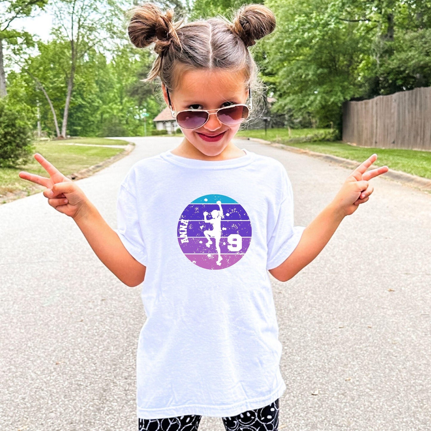 Bouldern Shirt für Mädchen - personalisiert mit Name & Zahl - auch für Erwachsene