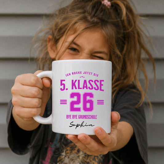 5. Klasse 2026 Tasse – Bye Bye Grundschule - personalisiert mit Name & Schuljahr - Ansicht 2