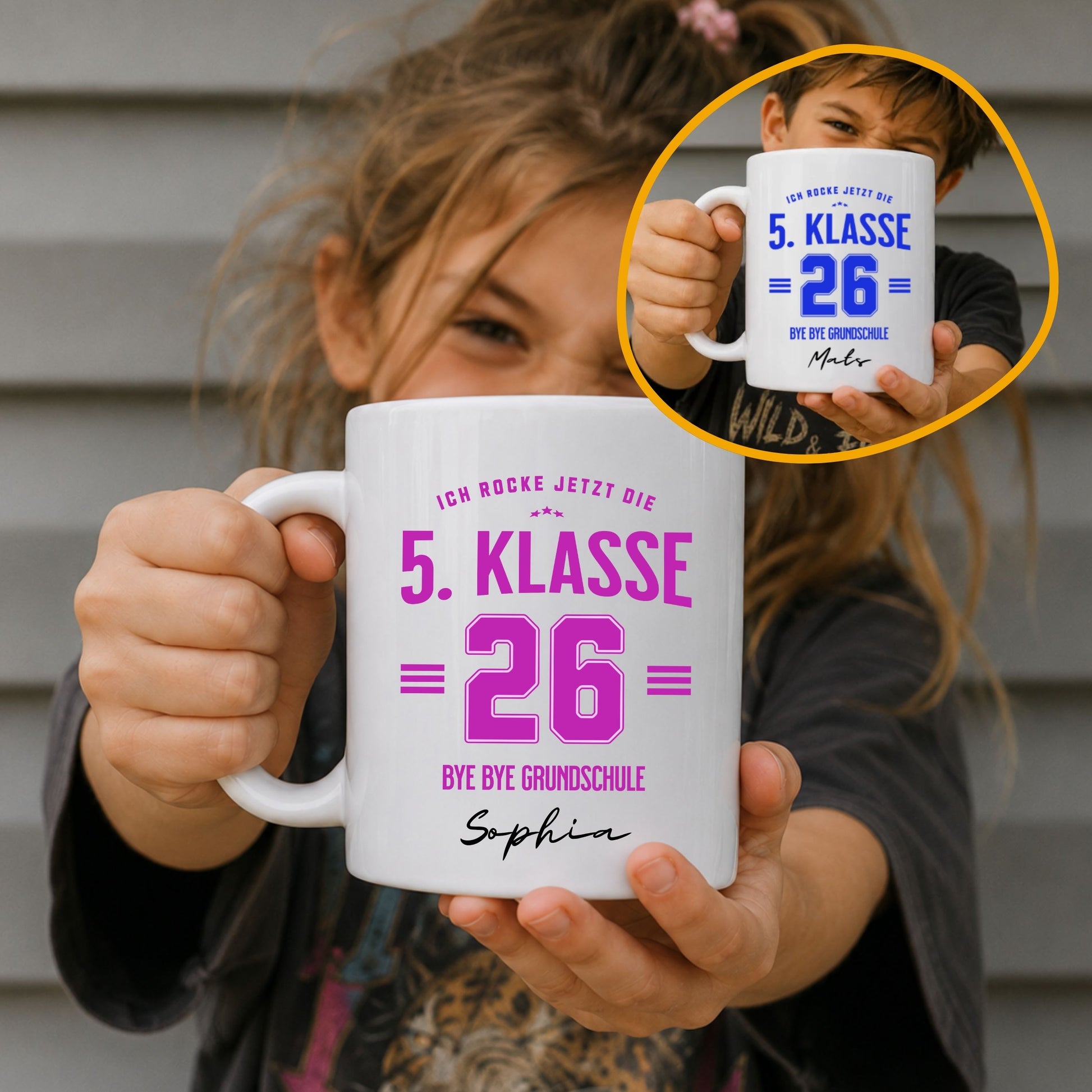 5. Klasse 2026 Tasse – Bye Bye Grundschule - personalisiert mit Name & Schuljahr - Ansicht 1