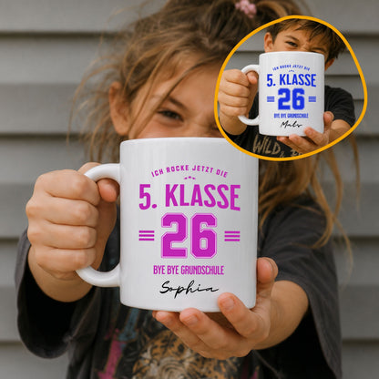 5. Klasse 2026 Tasse – Bye Bye Grundschule - personalisiert mit Name & Schuljahr - Ansicht 1