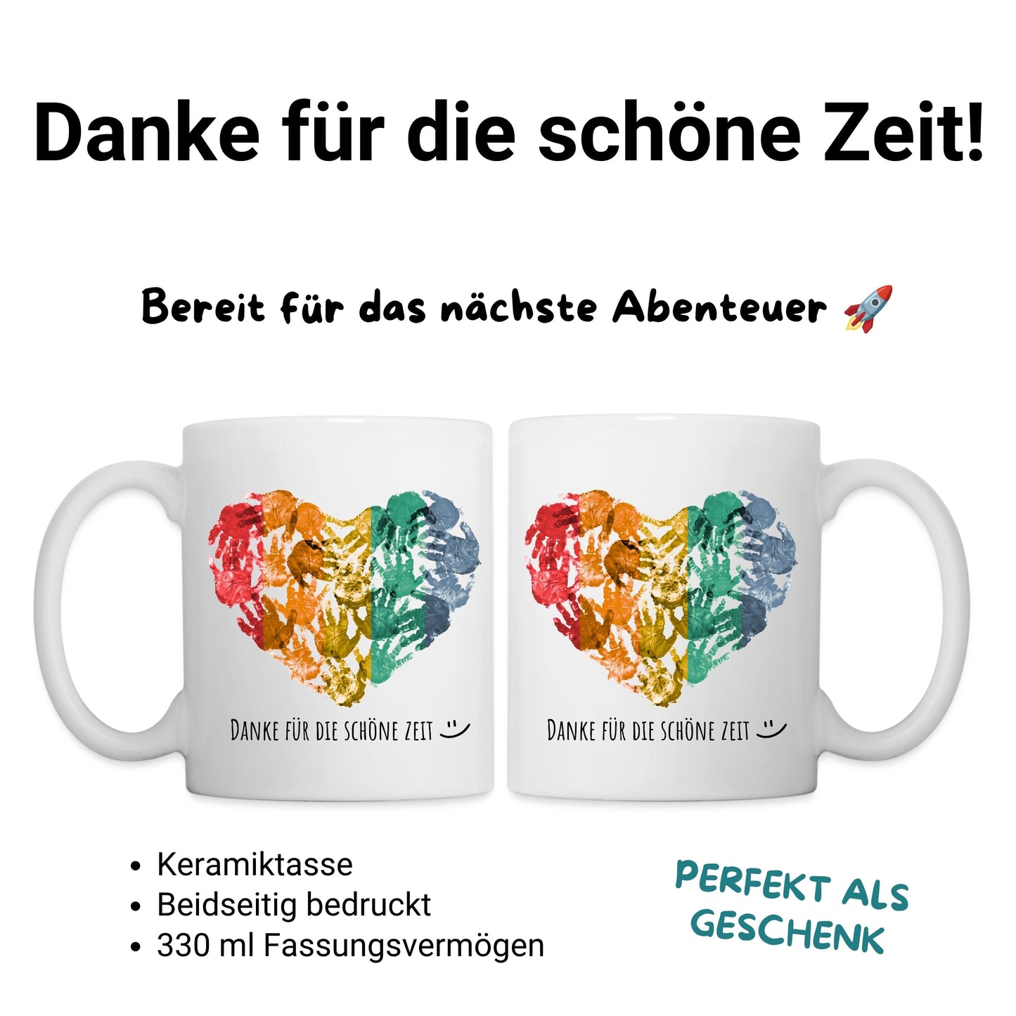 Danke für die schöne Zeit Tasse mit Herz – Abschiedsgeschenk für Erzieherin, Lehrerin oder Tagesmutter