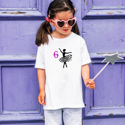 Ballerina Shirt Schmetterlinge für Mädchen - Personalisiert mit Name & Zahl - Ansicht 1
