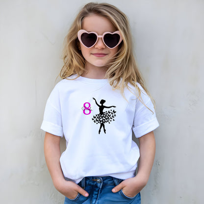 Ballerina Shirt Schmetterlinge für Mädchen - Personalisiert mit Name & Zahl - Ansicht 3