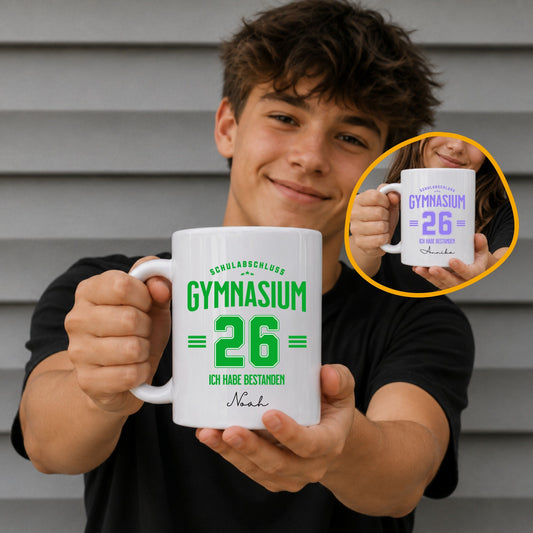 Abitur Tasse 2026 personalisiert mit Name - Schulabschluss Gymnasium - Ansicht 1