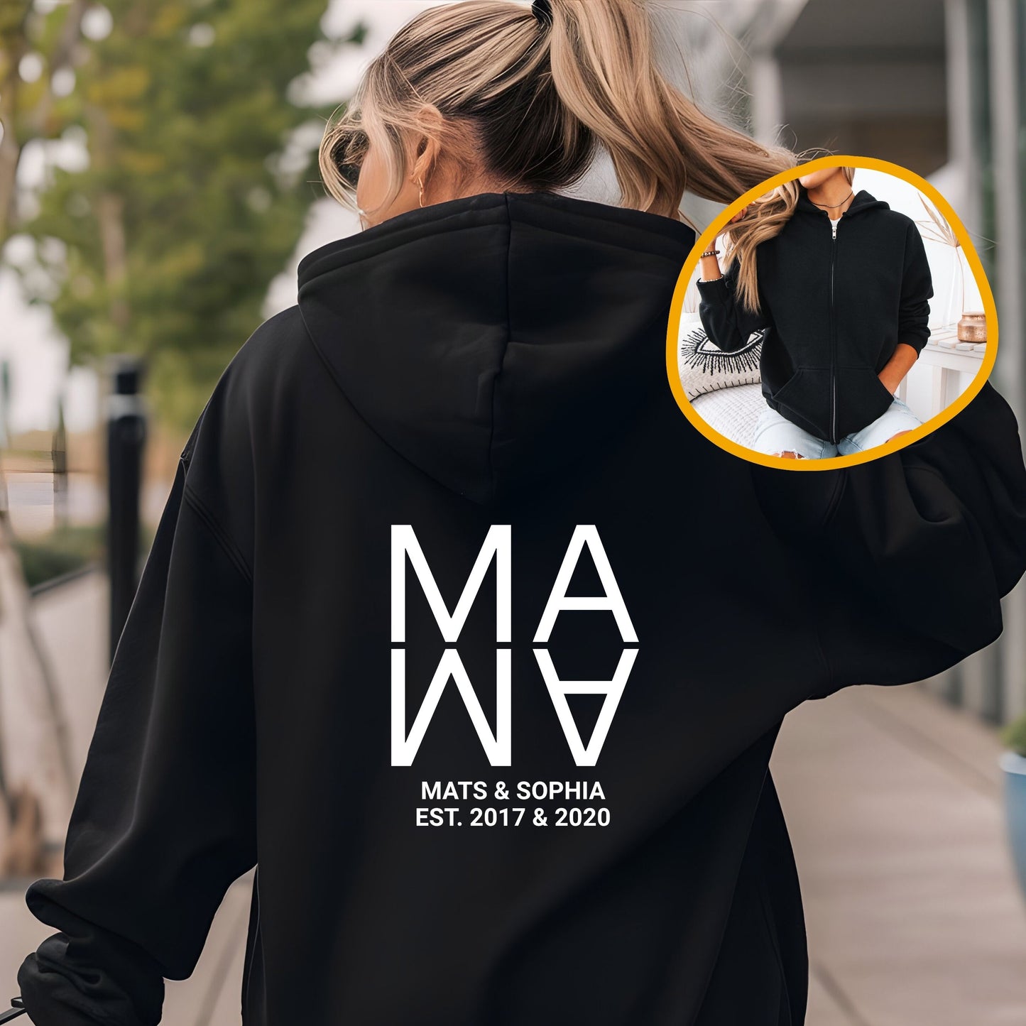 Mama Sweatjacke personalisiert mit Kindername & Geburtsjahr