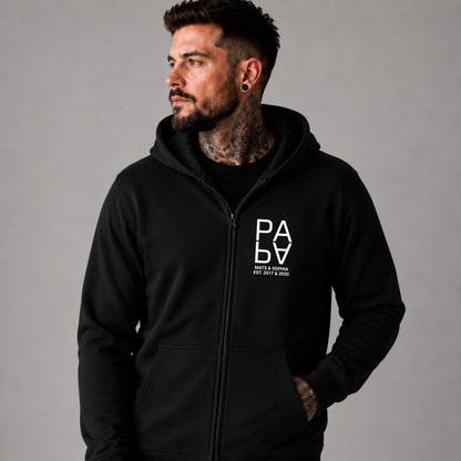Papa Sweatjacke mit Reißverschluss - Personalisiert mit Kindername & Geburtsjahr - Ansicht 1