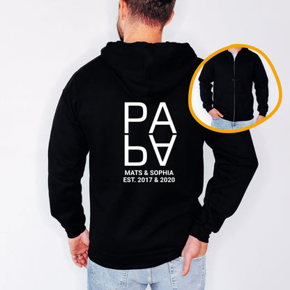Papa Sweatjacke personalisiert mit Kindernamen – Full Zip Hoodie für Papa