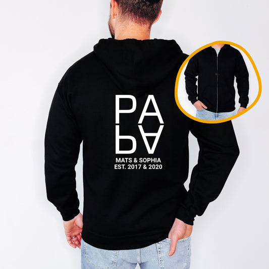 Papa Sweatjacke personalisiert mit Kindernamen – Full Zip Hoodie für Papa