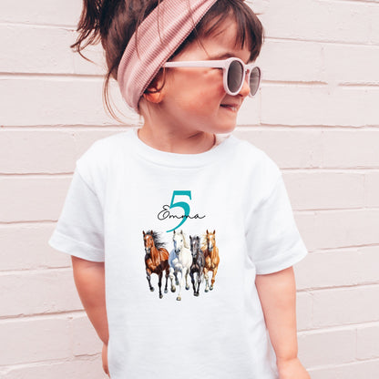 Pferde Shirt für Mädchen - Personalisiert mit Name & Zahl - Ansicht 2