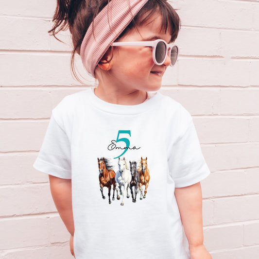 Pferde Shirt für Mädchen - Personalisiert mit Name & Zahl - Ansicht 2