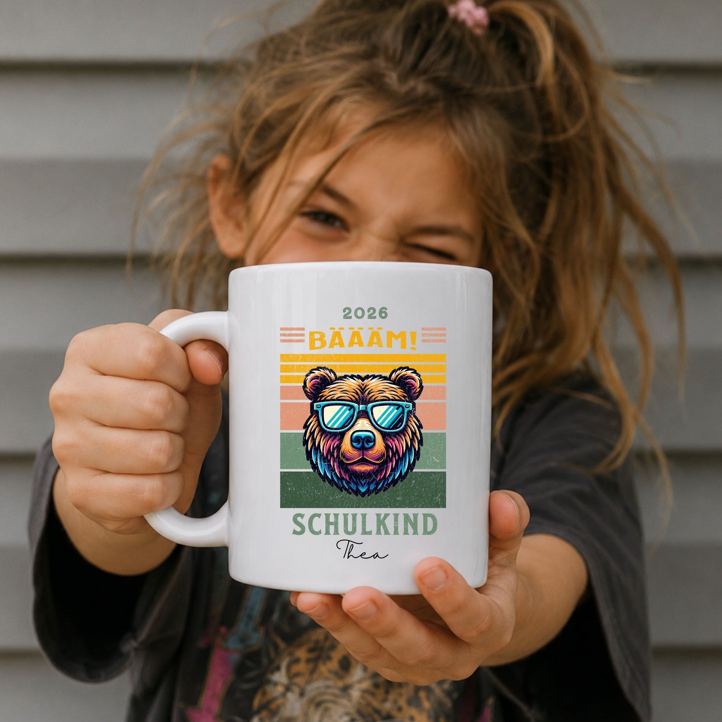 BÄÄÄM 1. Klasse Schulkind Bär Tasse 2026 - Personalisiert mit Name & Schuljahr