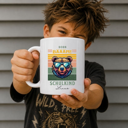 BÄÄÄM 1. Klasse Schulkind Bär Tasse 2026 - Personalisiert mit Name & Schuljahr