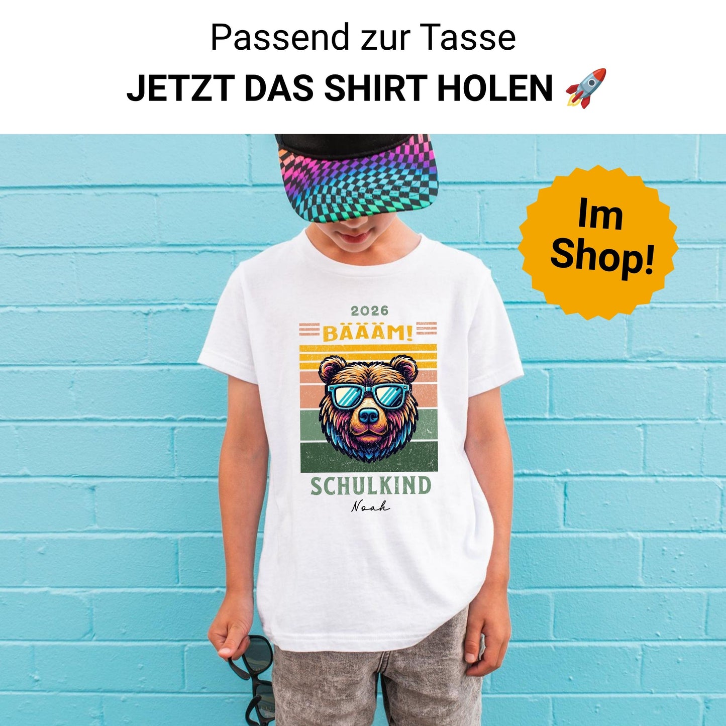 BÄÄÄM 1. Klasse Schulkind Bär Tasse 2026 - Personalisiert mit Name & Schuljahr