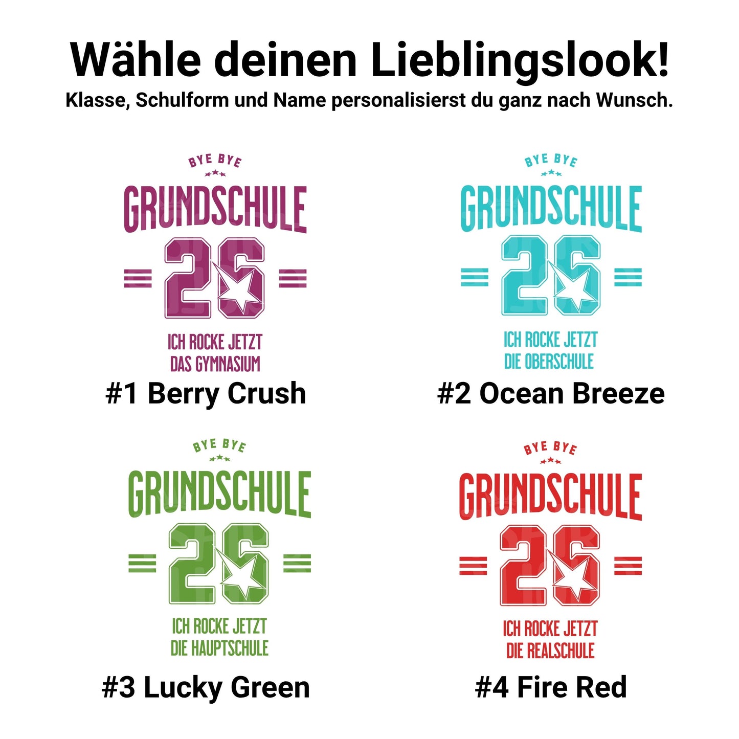 Schulwechsel T-Shirt personalisiert - Ich rocke jetzt Gymnasium | Realschule | Hauptschule | Oberschule