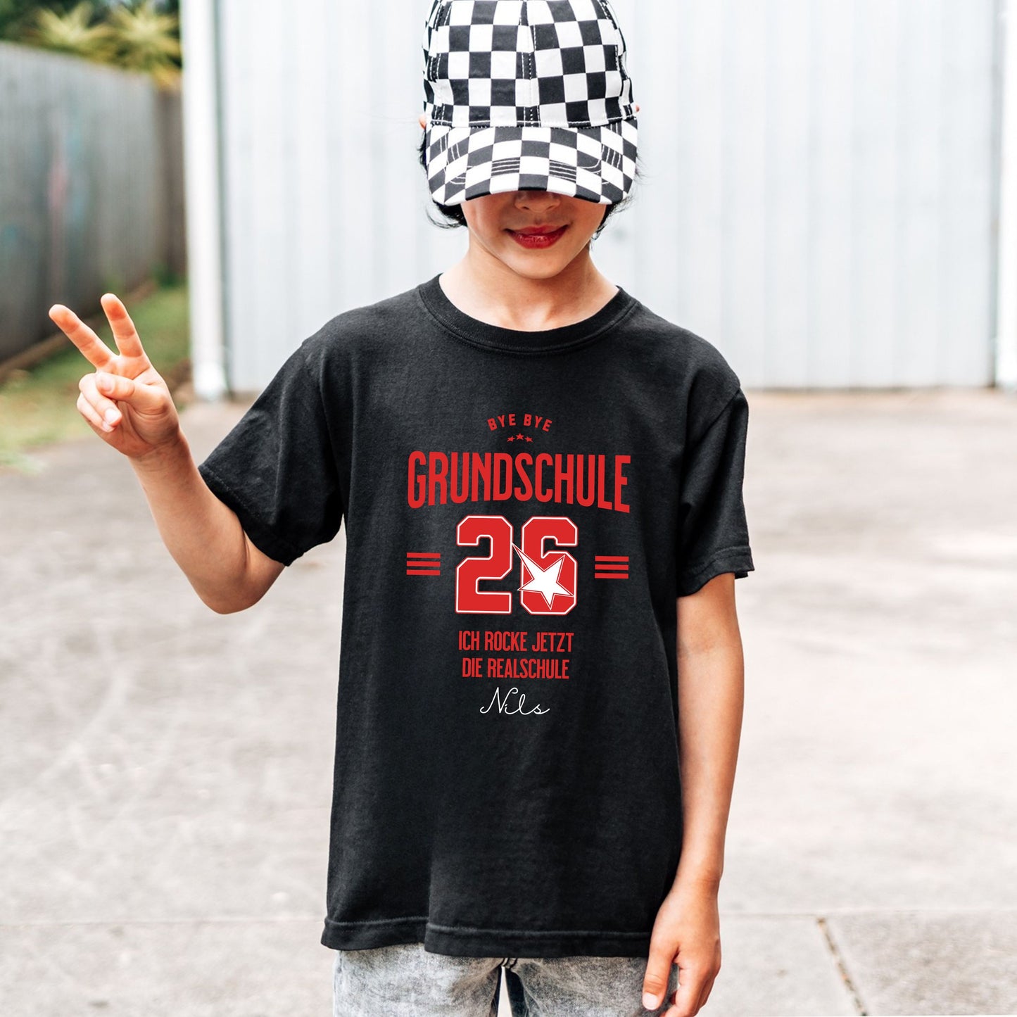 Schulwechsel T-Shirt personalisiert - Ich rocke jetzt Gymnasium | Realschule | Hauptschule | Oberschule