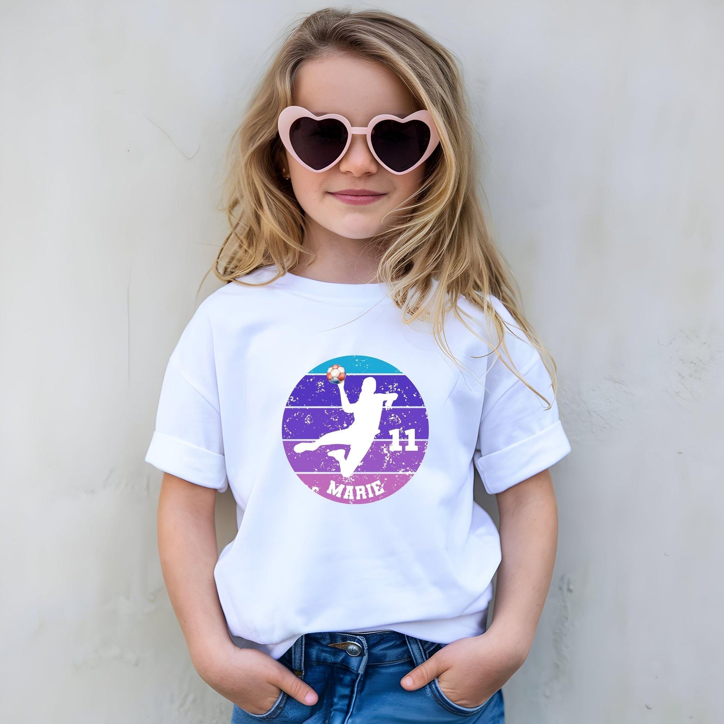 Handball Geburtstag Shirt Mädchen - personalisiert mit Name & Zahl - auch für Erwachsene