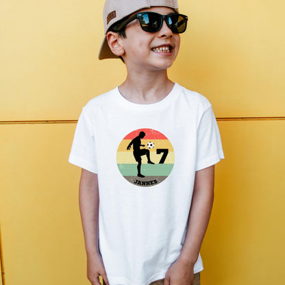 Fußball Retro Geburtstag Shirt Junge – personalisiert mit Name & Zahl - Ansicht 2