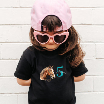Pferde Geburtstagsshirt für Kinder personalisiert mit Name & Zahl - Ansicht 2