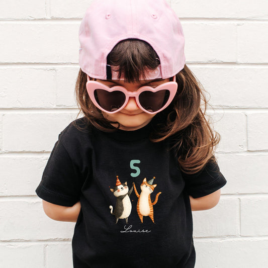 Katze Geburtstagsshirt für Kinder – personalisiert mit Name & Zahl - Ansicht 2