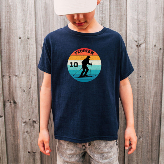 Skifahren Shirt für Jungen und Mädchen - personalisiert mit Name & Zahl - Ansicht 2