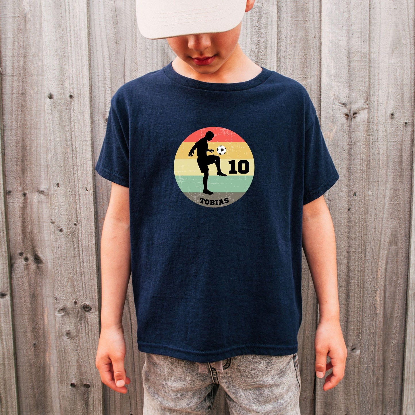 Fußball Retro Geburtstag Shirt Junge – personalisiert mit Name & Zahl - auch für Erwachsene