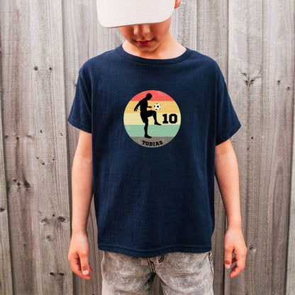 Fußball Retro Geburtstag Shirt Junge – personalisiert mit Name & Zahl - Ansicht 3