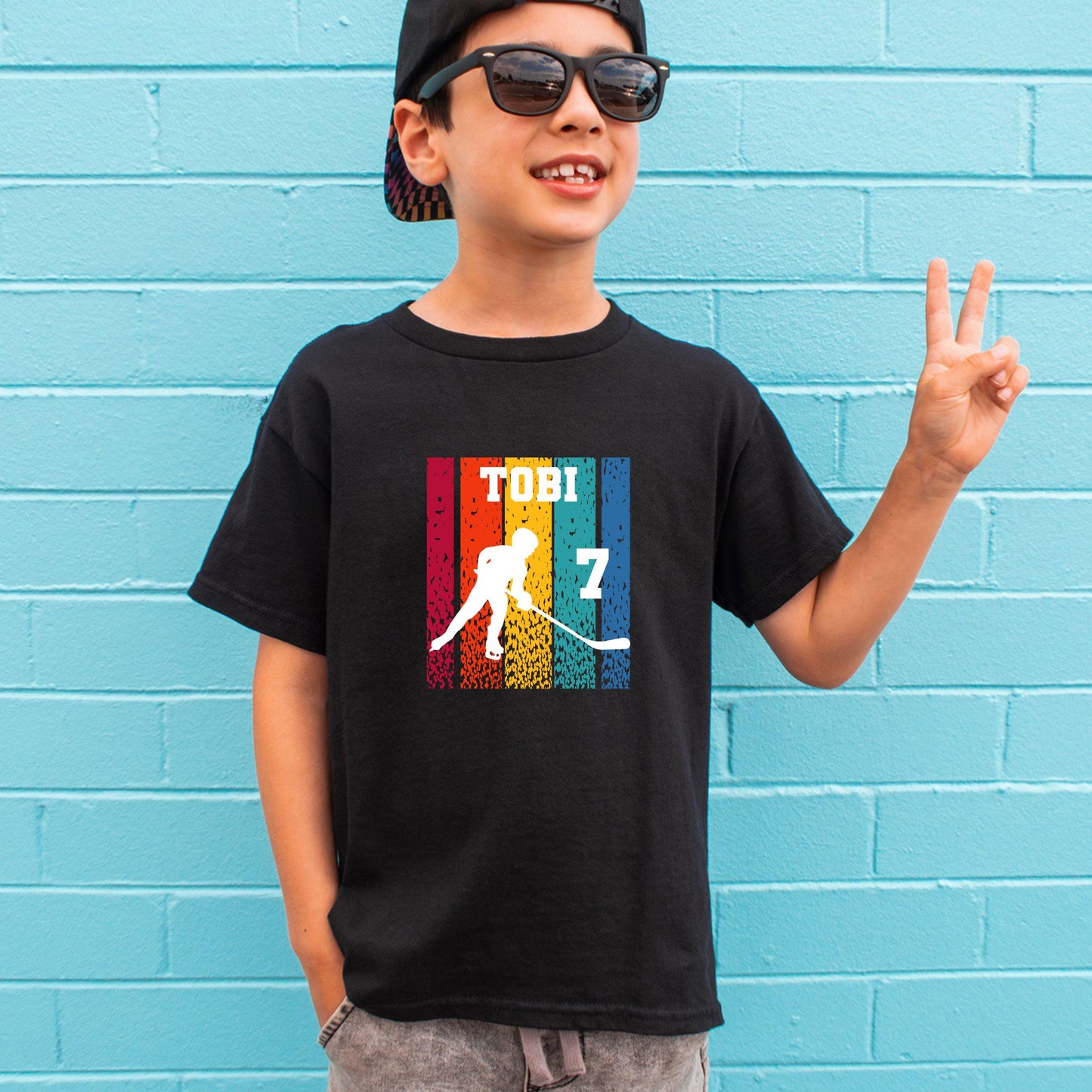 Eishockey Shirt für Kinder - personalisiert mit Name & Zahl - auch für Erwachsene