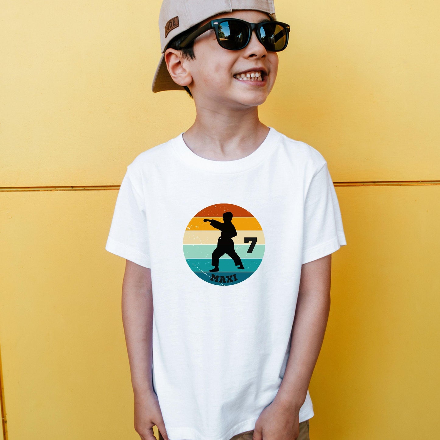 Kampfsport Shirt für Kinder - personalisiert mit Name & Zahl - Judo, Karate, Kickboxen - auch für Erwachsene