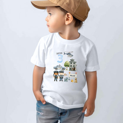 Polizei Geburtstagsshirt Kinder personalisiert mit Name & Zahl - Ansicht 3