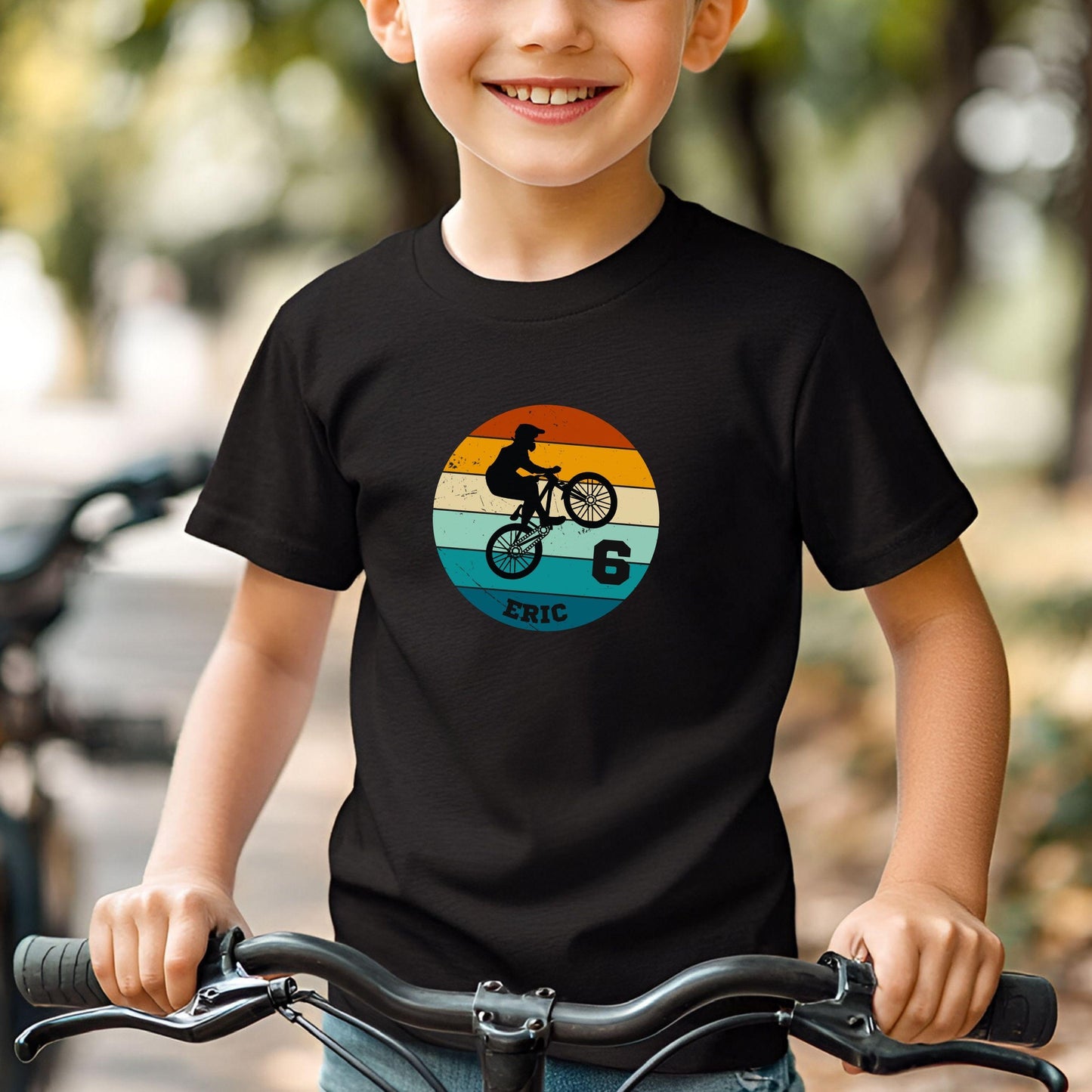 Mountainbike MTB Geburtstagsshirt Kinder – personalisiert mit Name & Zahl - auch für Erwachsene