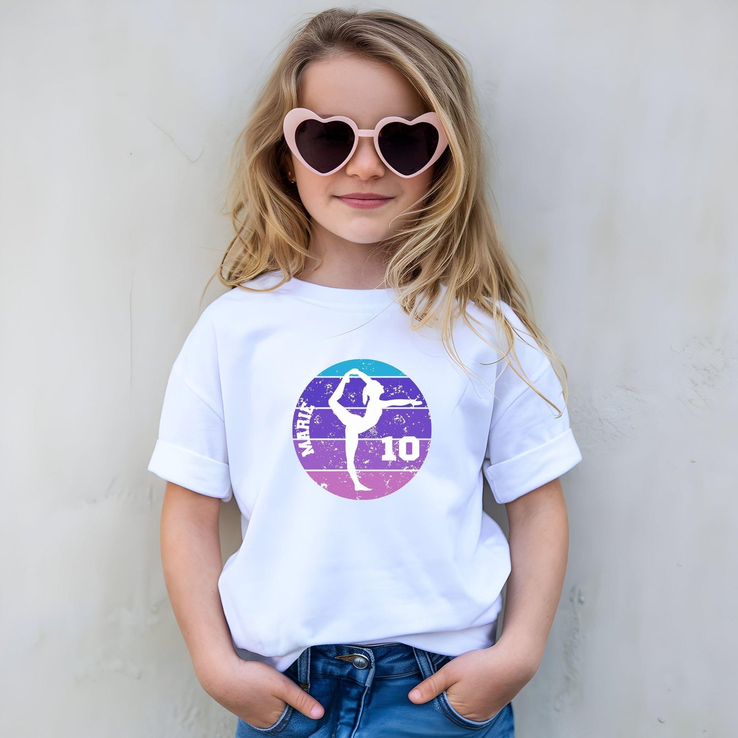 Sportgymnastik Mädchen Shirt - personalisiert mit Name & Zahl - Bodenturnen Geburtstagsshirt - auch für Erwachsene