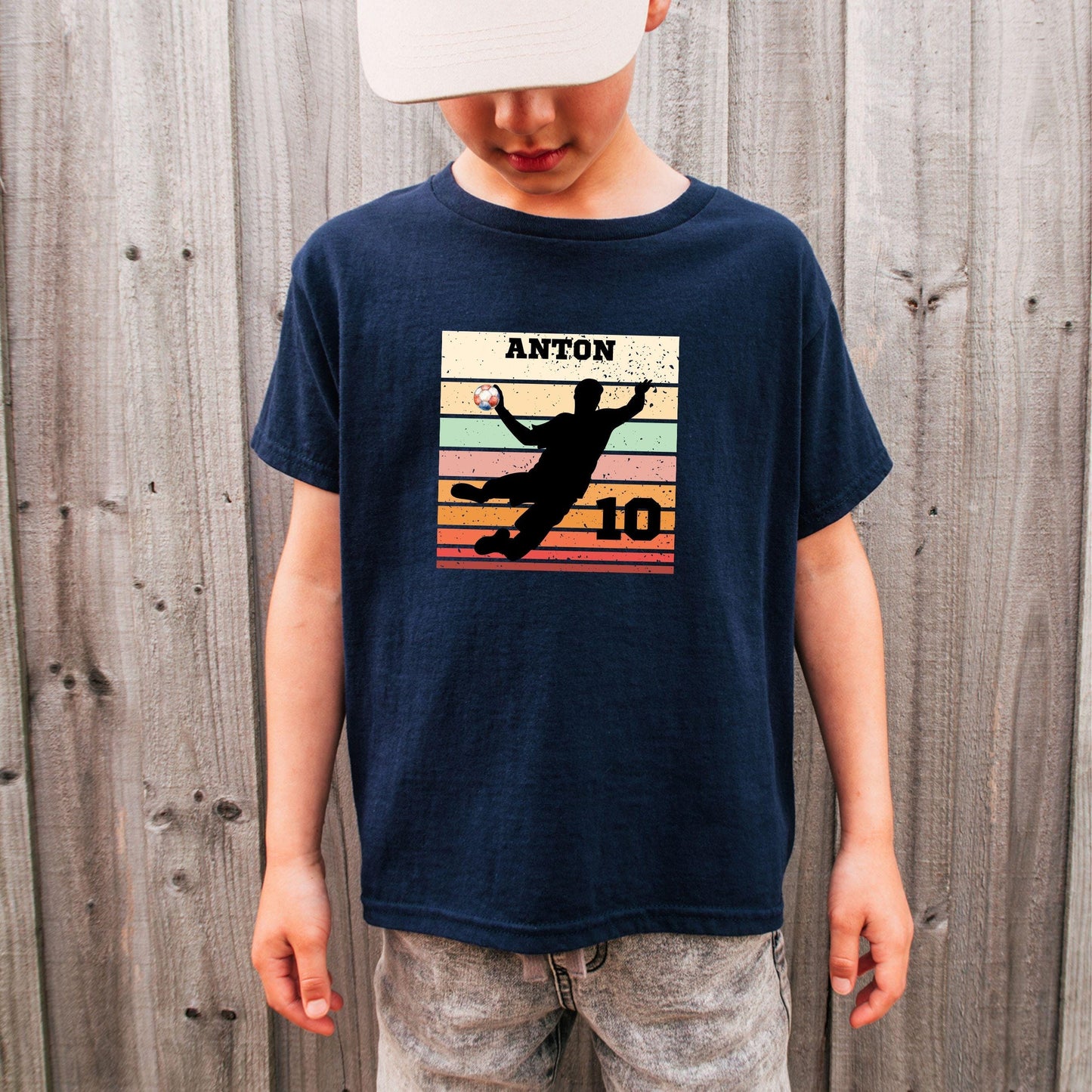 Handball Geburtstag Shirt für Kinder - personalisiert mit Name & Zahl - Handballspieler Geburtstagsshirt - auch für Erwachsene