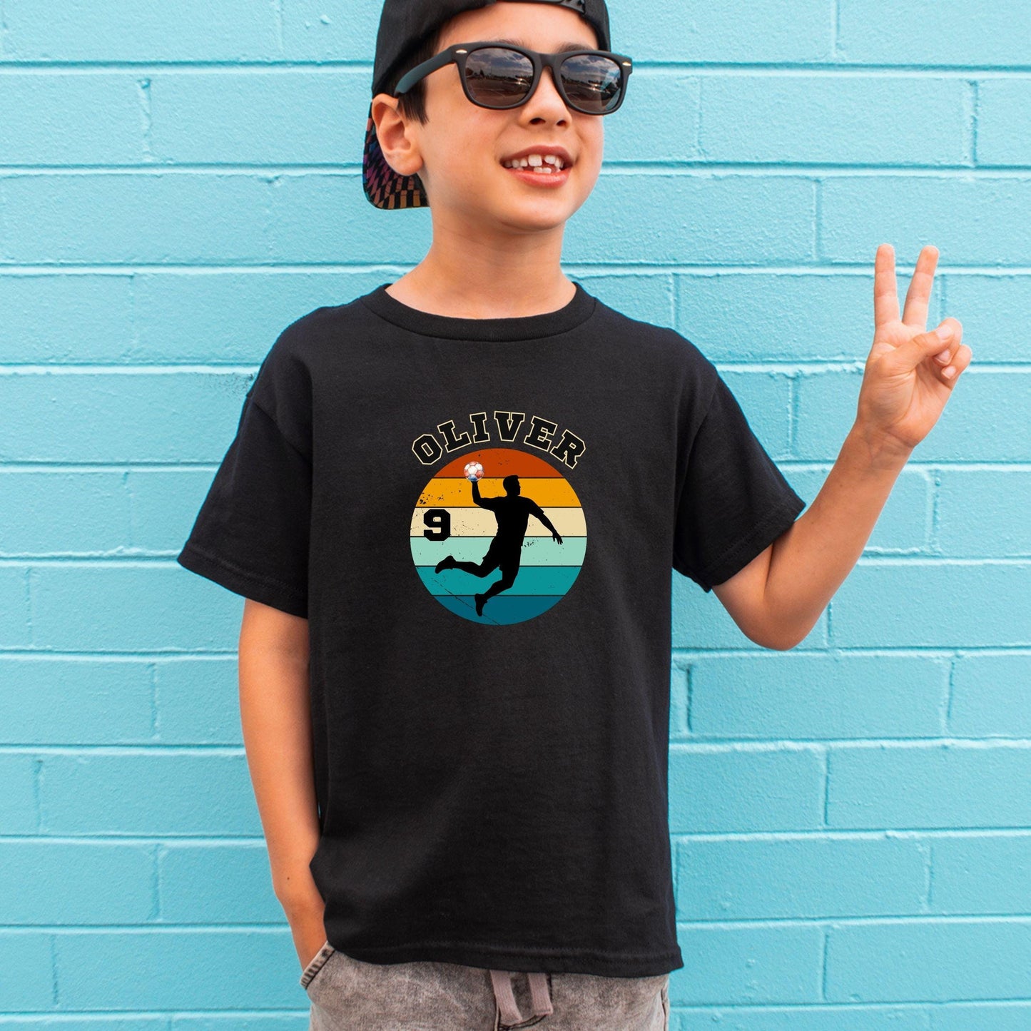 Handball Trikot Shirt für Kinder - personalisiert mit Name & Zahl - Handball Geburtstagsshirt - auch für Erwachsene