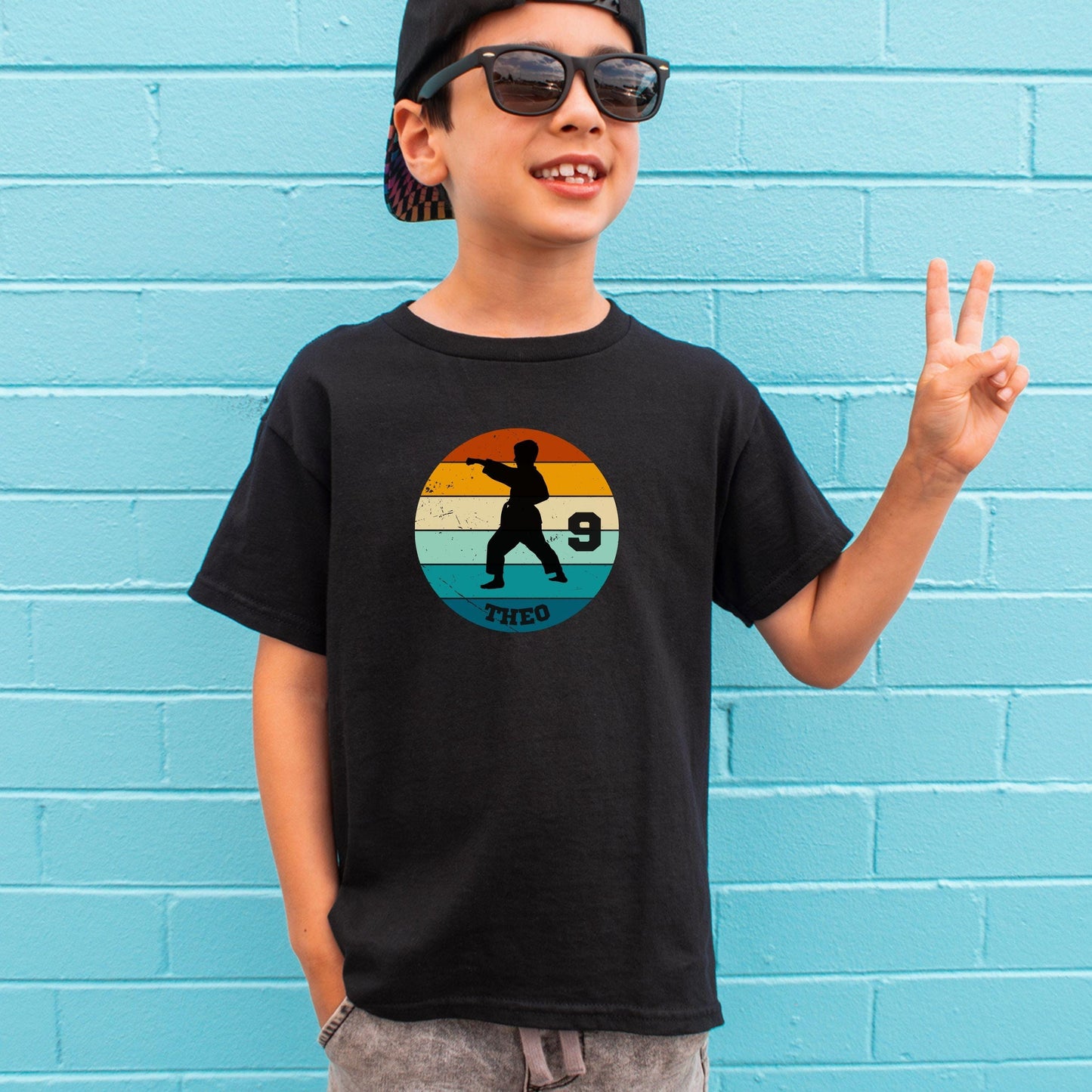 Kampfsport Shirt für Kinder - personalisiert mit Name & Zahl - Judo, Karate, Kickboxen - auch für Erwachsene