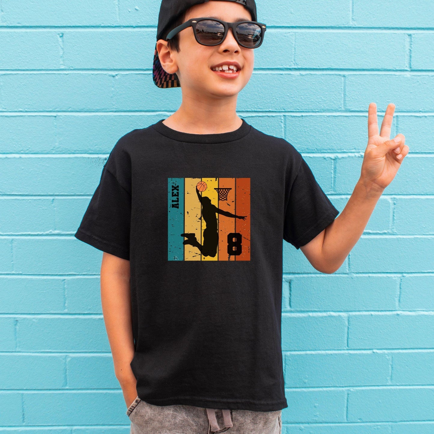 Basketball Geburtstag Shirt für Kinder - personalisiert mit Name & Zahl - auch für Erwachsene