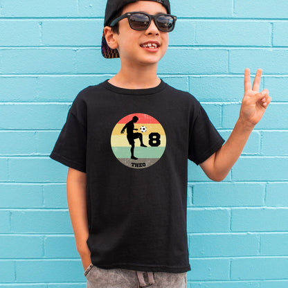 Fußball Retro Geburtstag Shirt Junge – personalisiert mit Name & Zahl - Ansicht 1