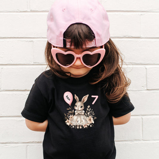 Hase Geburtstagsshirt mit Name & Zahl - Personalisiertes Kinder T-Shirt Mädchen