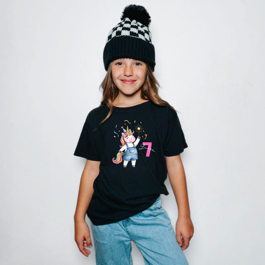 Einhorn Shirt für Mädchen - personalisiert mit Name & Zahl